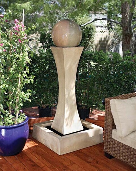 I Fountain With Ball Contemporary Sculpture Sleek Design Stylistic